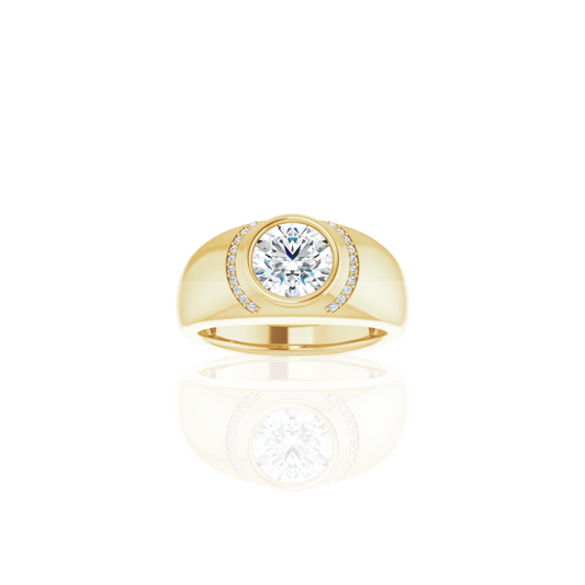 Wide Band | Half Halo | Diamond Wedding Ring