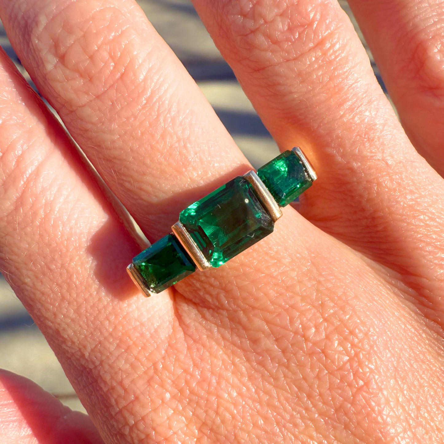 Custom Order | 3 Stone Emerald Ring