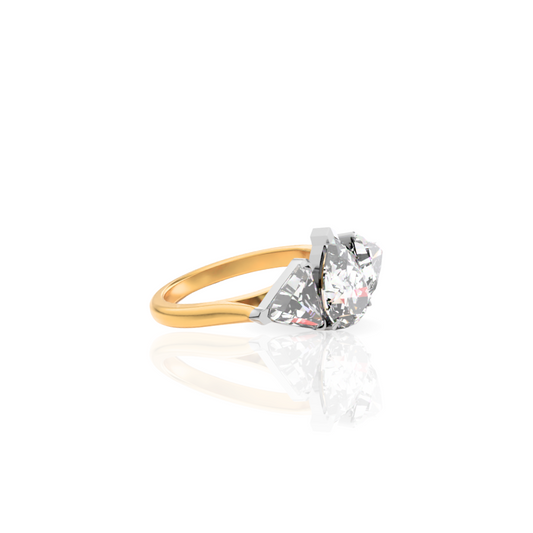 Custom Order | 3 Stone Pear Shape Diamond Engagement Ring