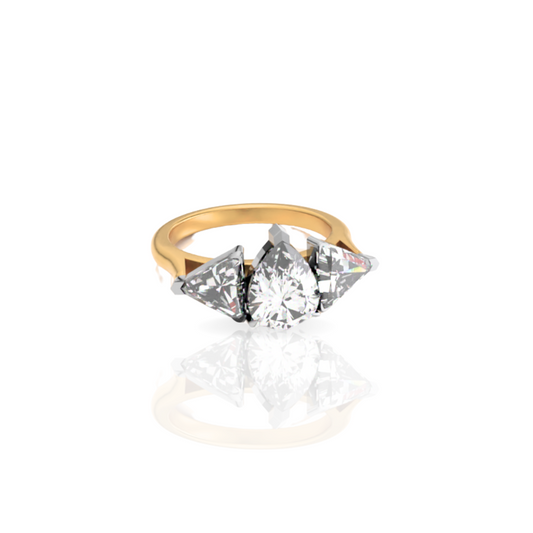 Custom Order | 3 Stone Pear Shape Diamond Engagement Ring