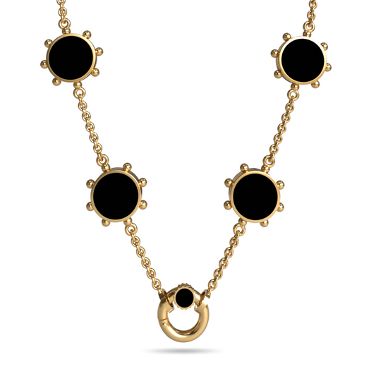 Orbit Reversible 4 Motif Necklace with Screw Clasp | 18K Gold