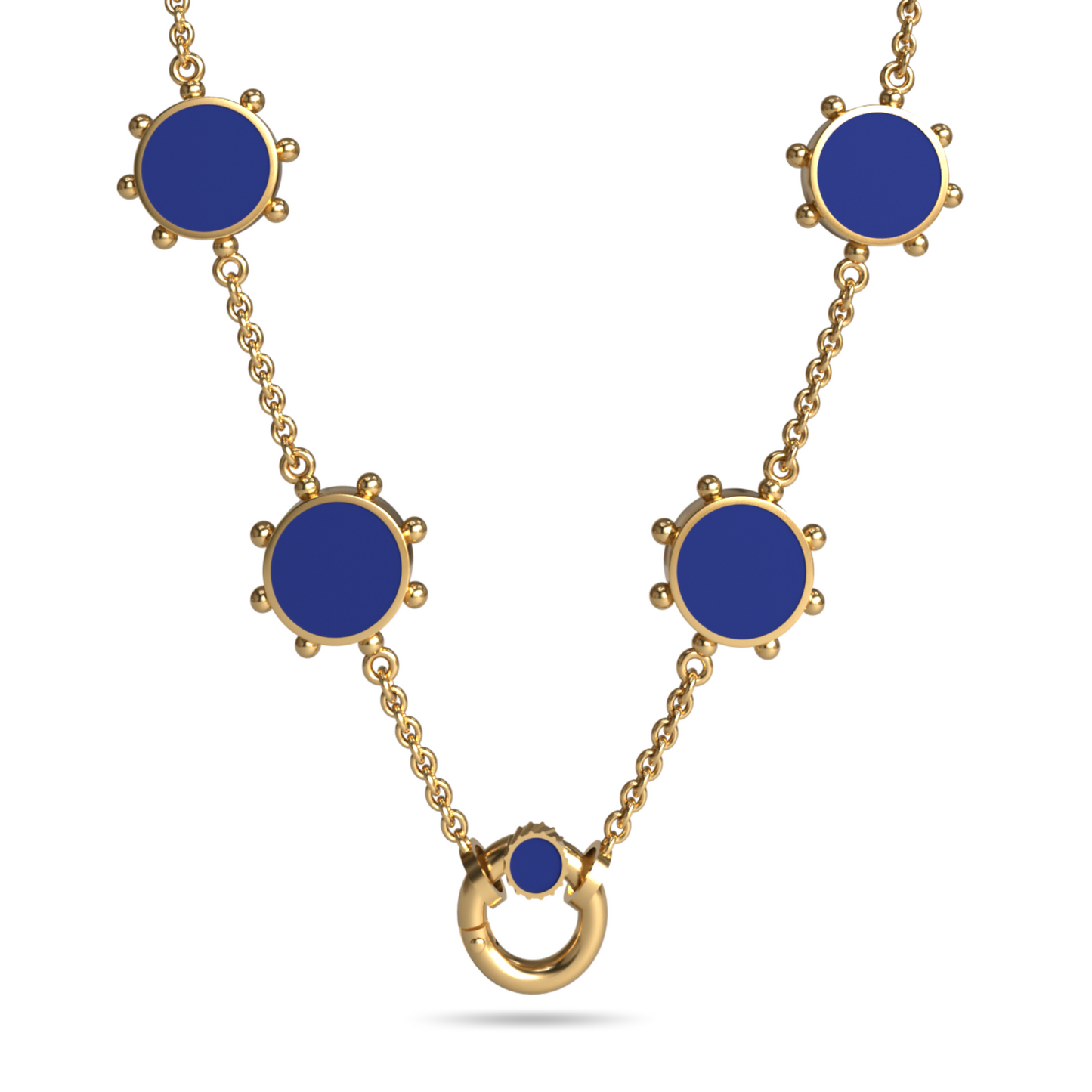 Orbit Reversible 4 Motif Necklace with Screw Clasp | 18K Gold