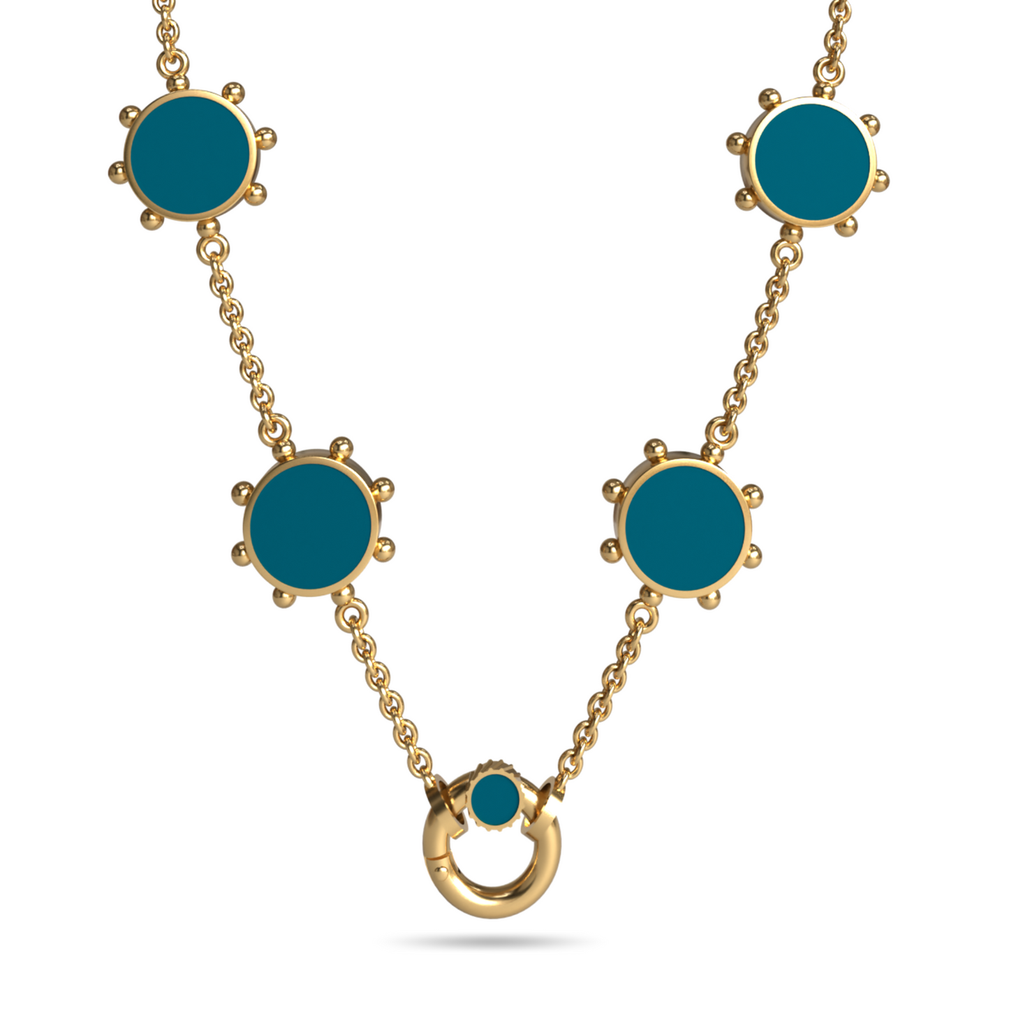 Orbit Reversible 4 Motif Necklace with Screw Clasp | 18K Gold
