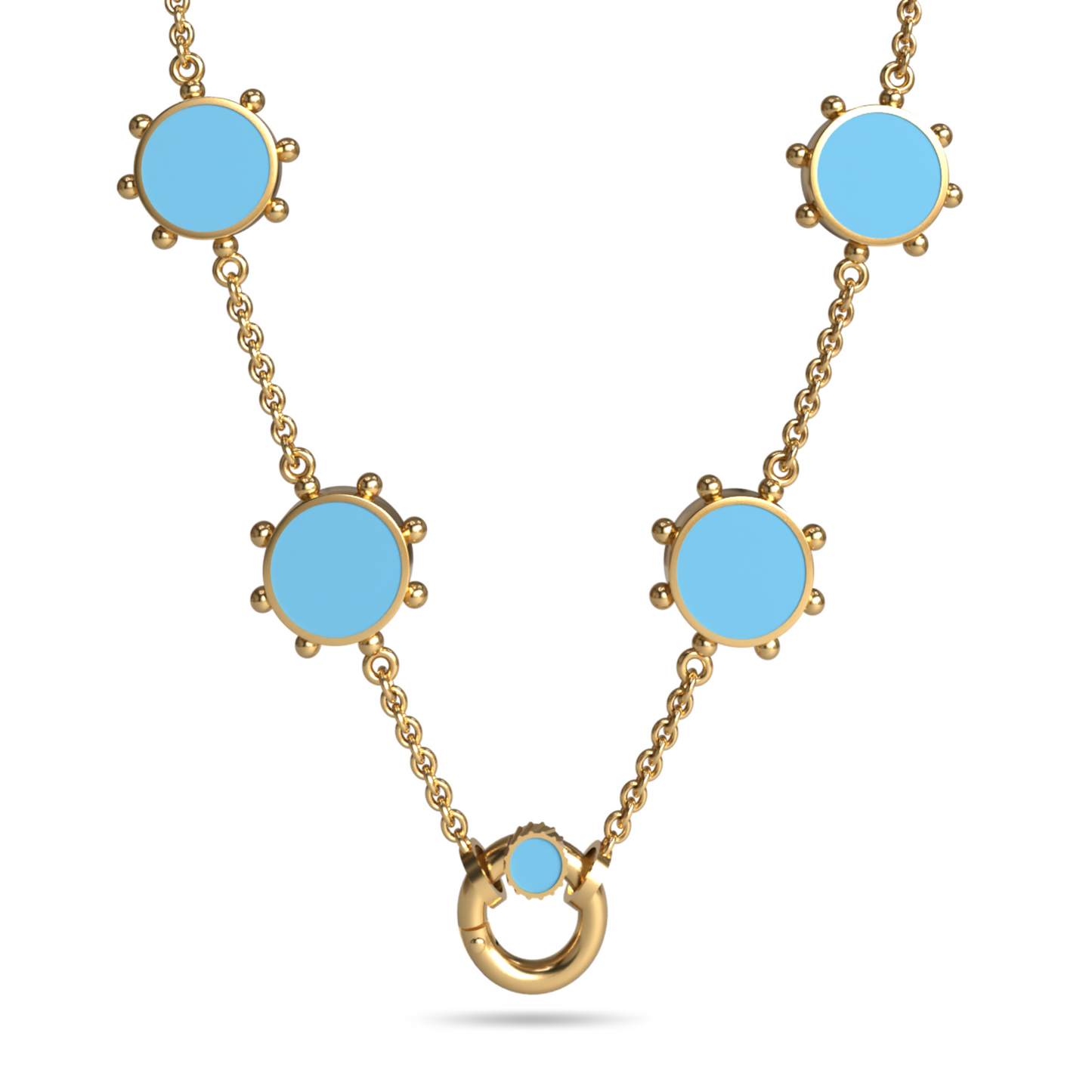 Orbit Reversible 4 Motif Necklace with Screw Clasp | 18K Gold