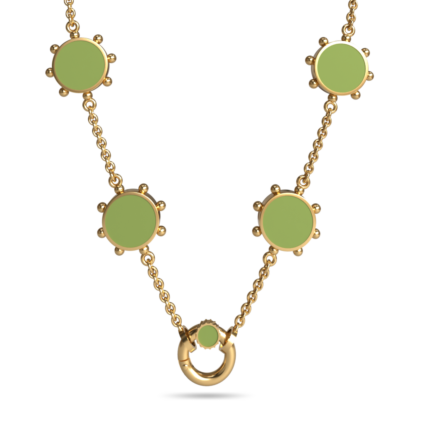 Orbit Reversible 4 Motif Necklace with Screw Clasp | 18K Gold