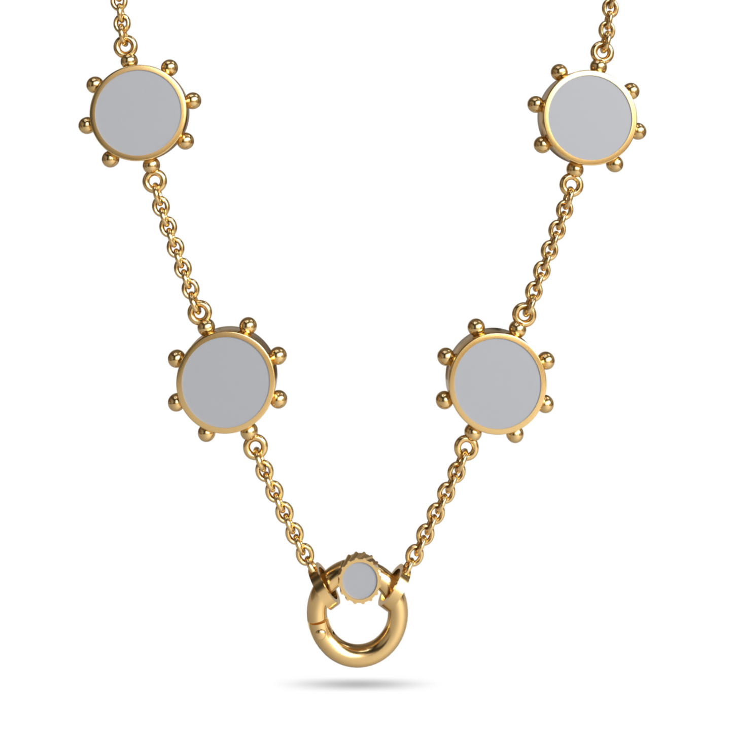 Orbit Reversible 4 Motif Necklace with Screw Clasp | 18K Gold