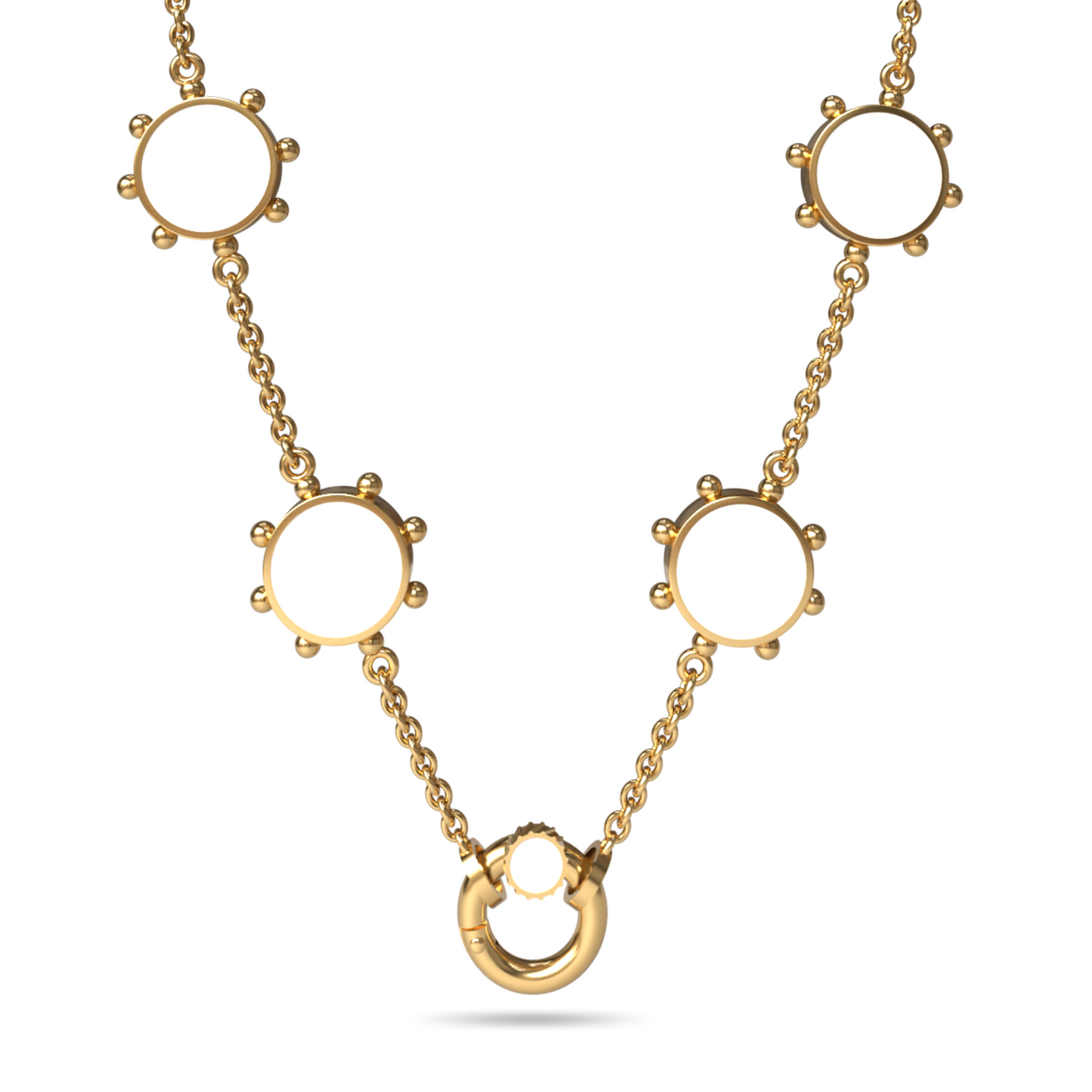 Orbit Reversible 4 Motif Necklace with Screw Clasp | 18K Gold
