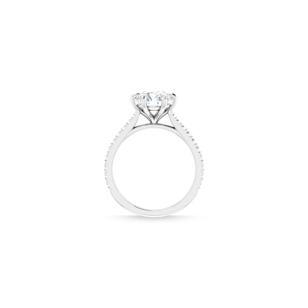 Cathedral | 6 Prong | Diamond Shank Engagement Ring
