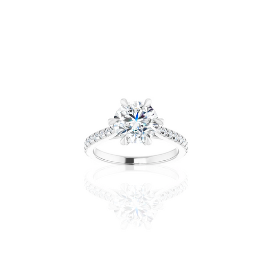 Cathedral | 6 Prong | Diamond Shank Engagement Ring