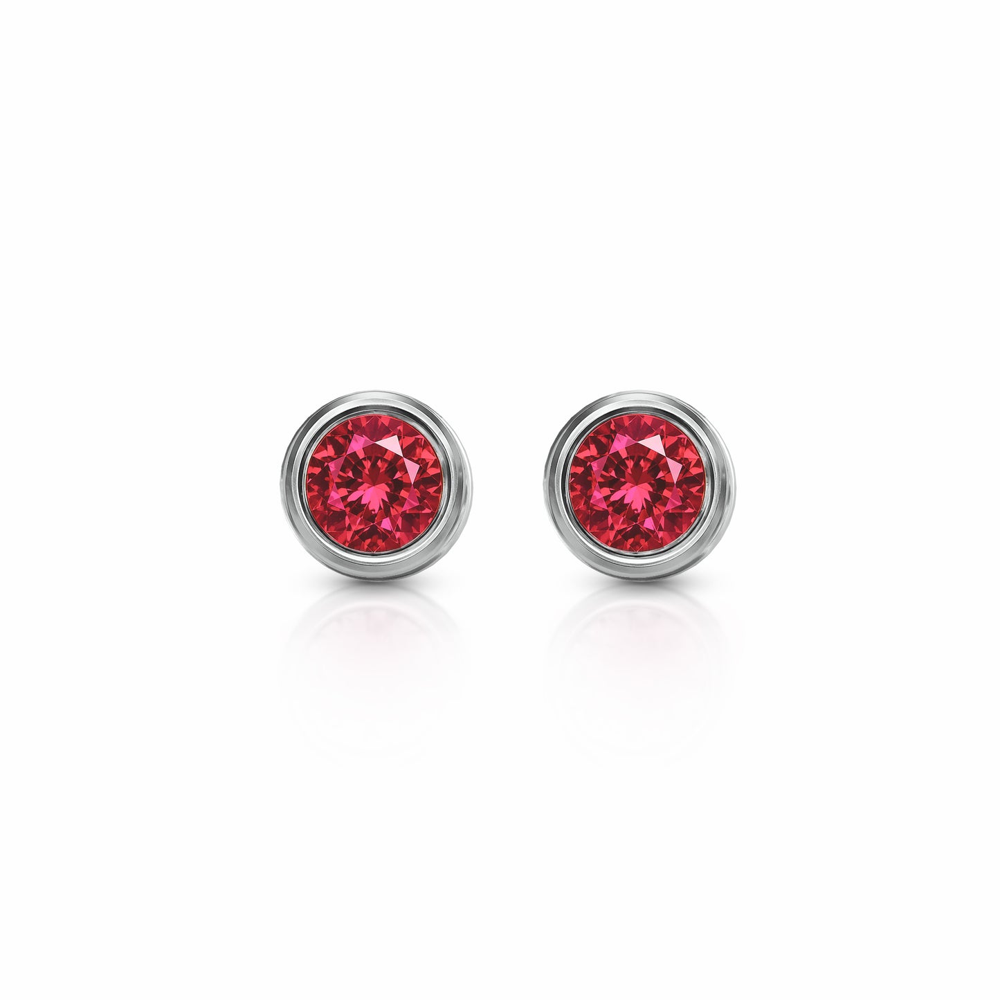 Orbit Bezel Stud Gemstone Earrings | 14K Gold 2.00 carat total weight 14K White Gold Lab Grown Ruby {{ catogery }} {{ Collections }}