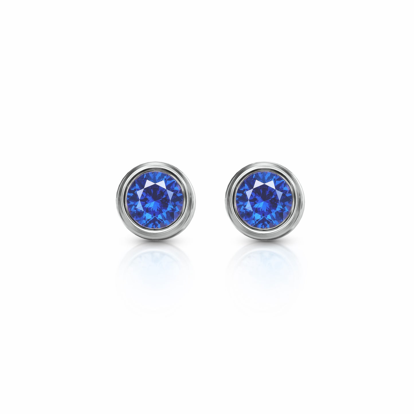 Orbit Bezel Stud Gemstone Earrings | 14K Gold 2.00 carat total weight 14K White Gold Lab Grown Sapphire {{ catogery }} {{ Collections }}