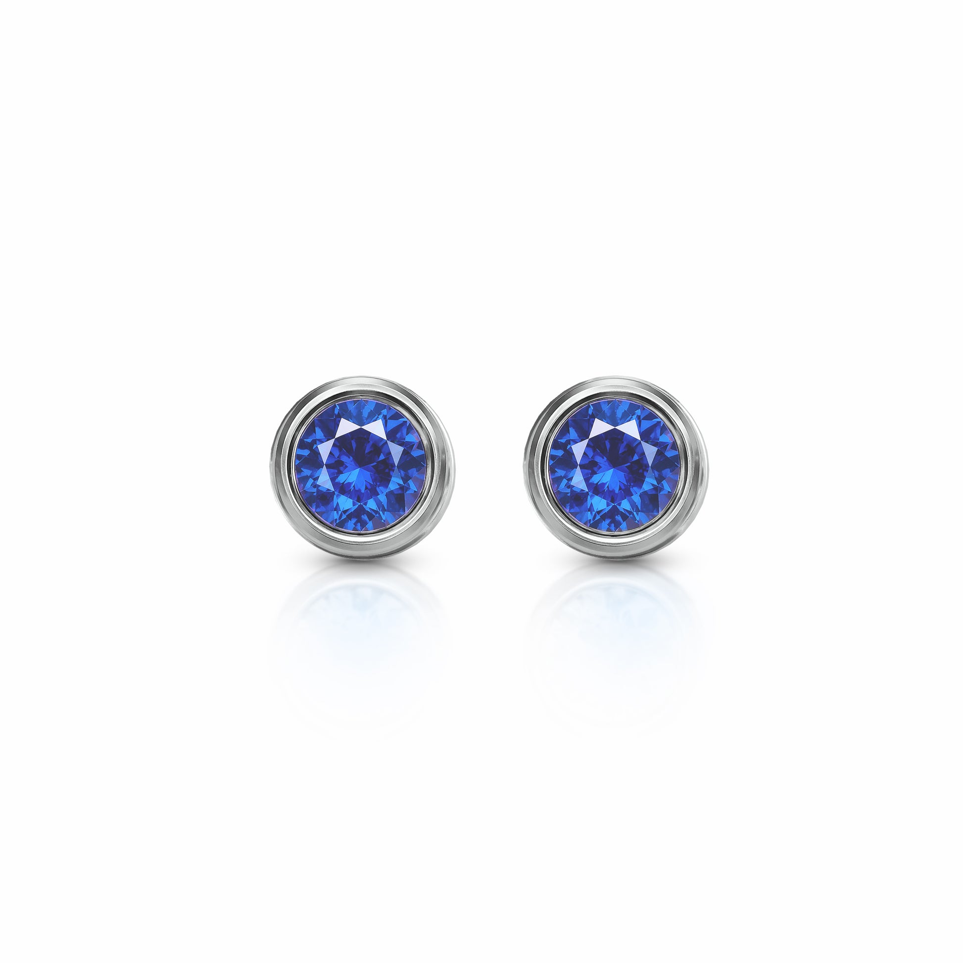 Orbit Bezel Stud Gemstone Earrings | 14K Gold 2.00 carat total weight 14K White Gold Lab Grown Sapphire {{ catogery }} {{ Collections }}