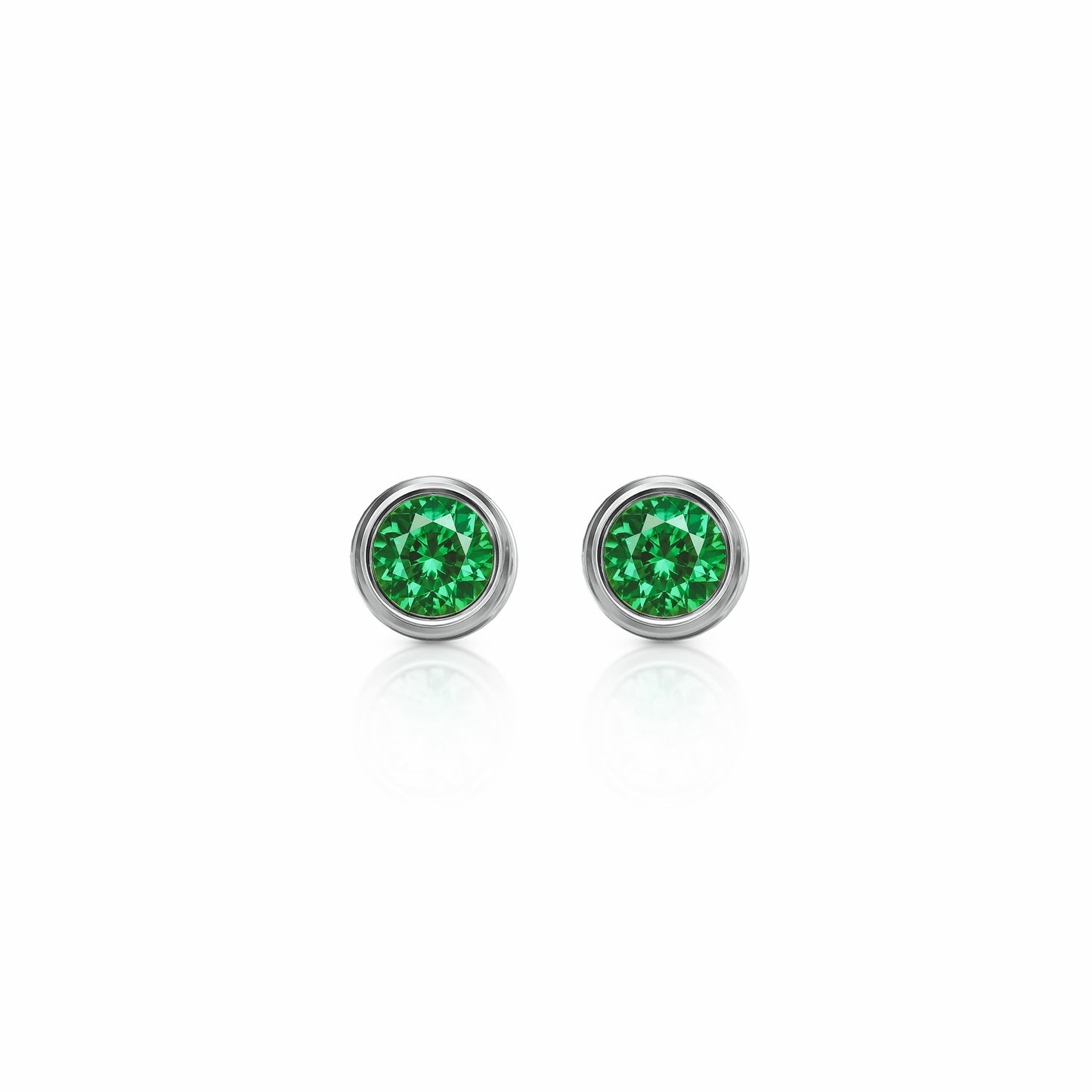 Orbit Bezel Stud Gemstone Earrings | 14K Gold 1.00 carat total weight 14K White Gold Lab Grown Emerald {{ catogery }} {{ Collections }}