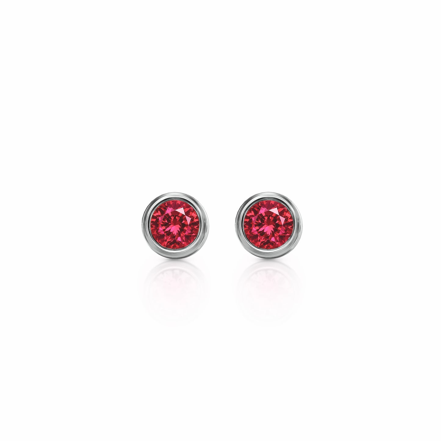 Orbit Bezel Stud Gemstone Earrings | 14K Gold 1.00 carat total weight 14K White Gold Lab Grown Ruby {{ catogery }} {{ Collections }}