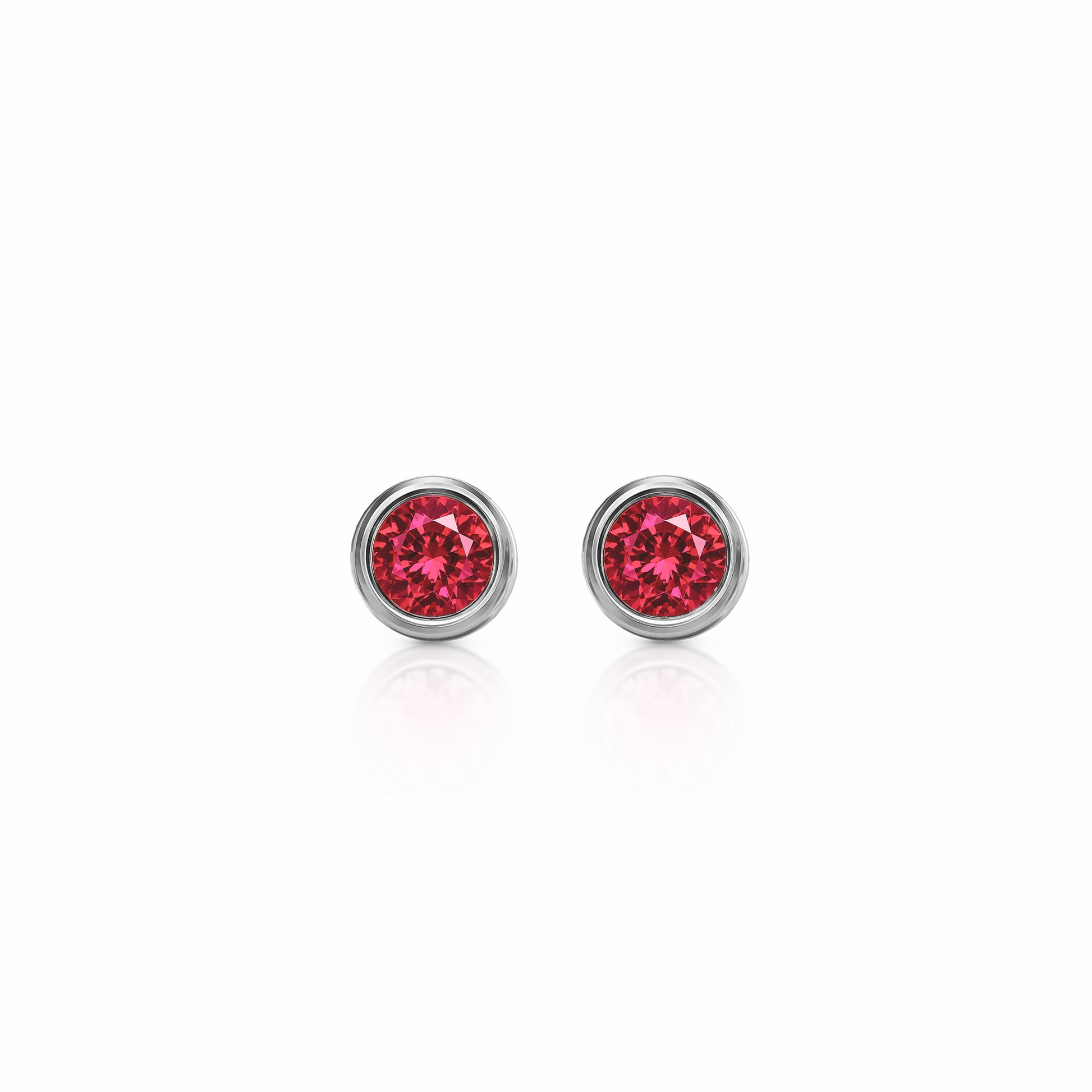 Orbit Bezel Stud Gemstone Earrings | 14K Gold 1.00 carat total weight 14K White Gold Lab Grown Ruby {{ catogery }} {{ Collections }}