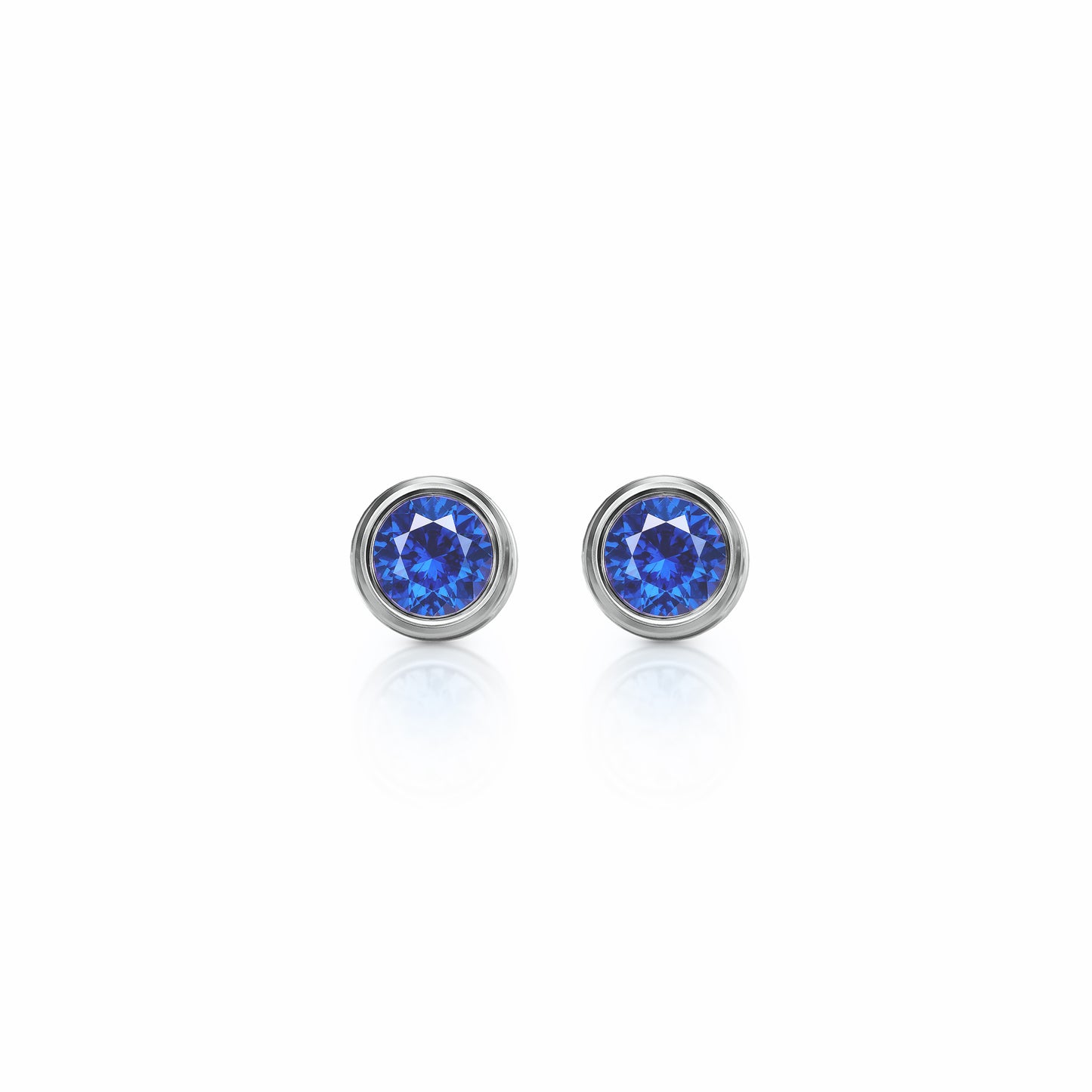 Orbit Bezel Stud Gemstone Earrings | 14K Gold 1.00 carat total weight 14K White Gold Lab Grown Sapphire {{ catogery }} {{ Collections }}