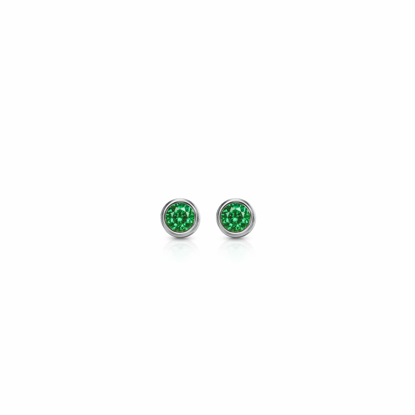 Orbit Bezel Stud Gemstone Earrings | 14K Gold 0.20 carat total weight 14K White Gold Lab Grown Emerald {{ catogery }} {{ Collections }}