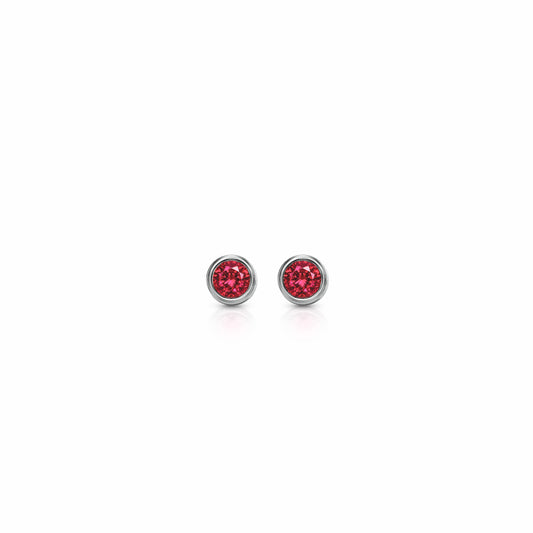 Orbit Bezel Stud Gemstone Earrings | 14K Gold 0.20 carat total weight 14K White Gold Lab Grown Ruby {{ catogery }} {{ Collections }}
