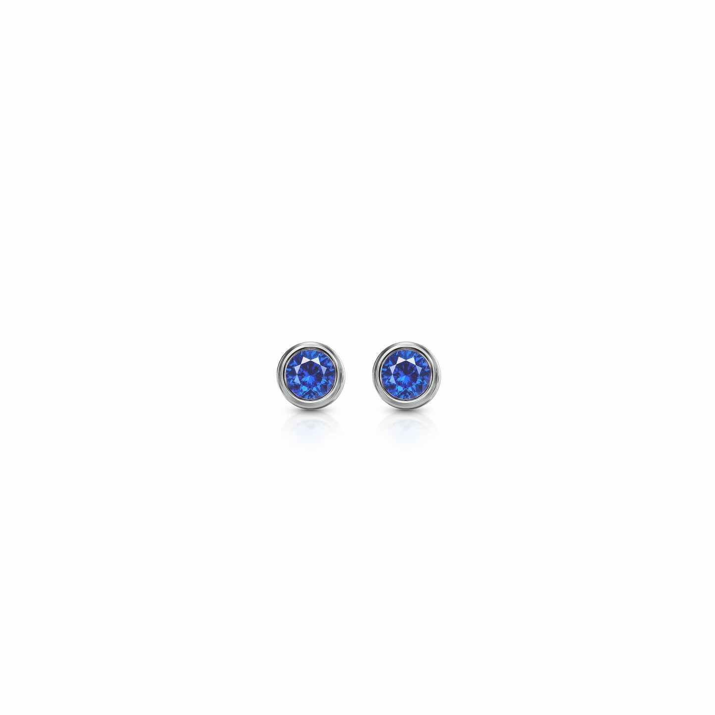 Orbit Bezel Stud Gemstone Earrings | 14K Gold 0.20 carat total weight 14K White Gold Lab Grown Sapphire {{ catogery }} {{ Collections }}