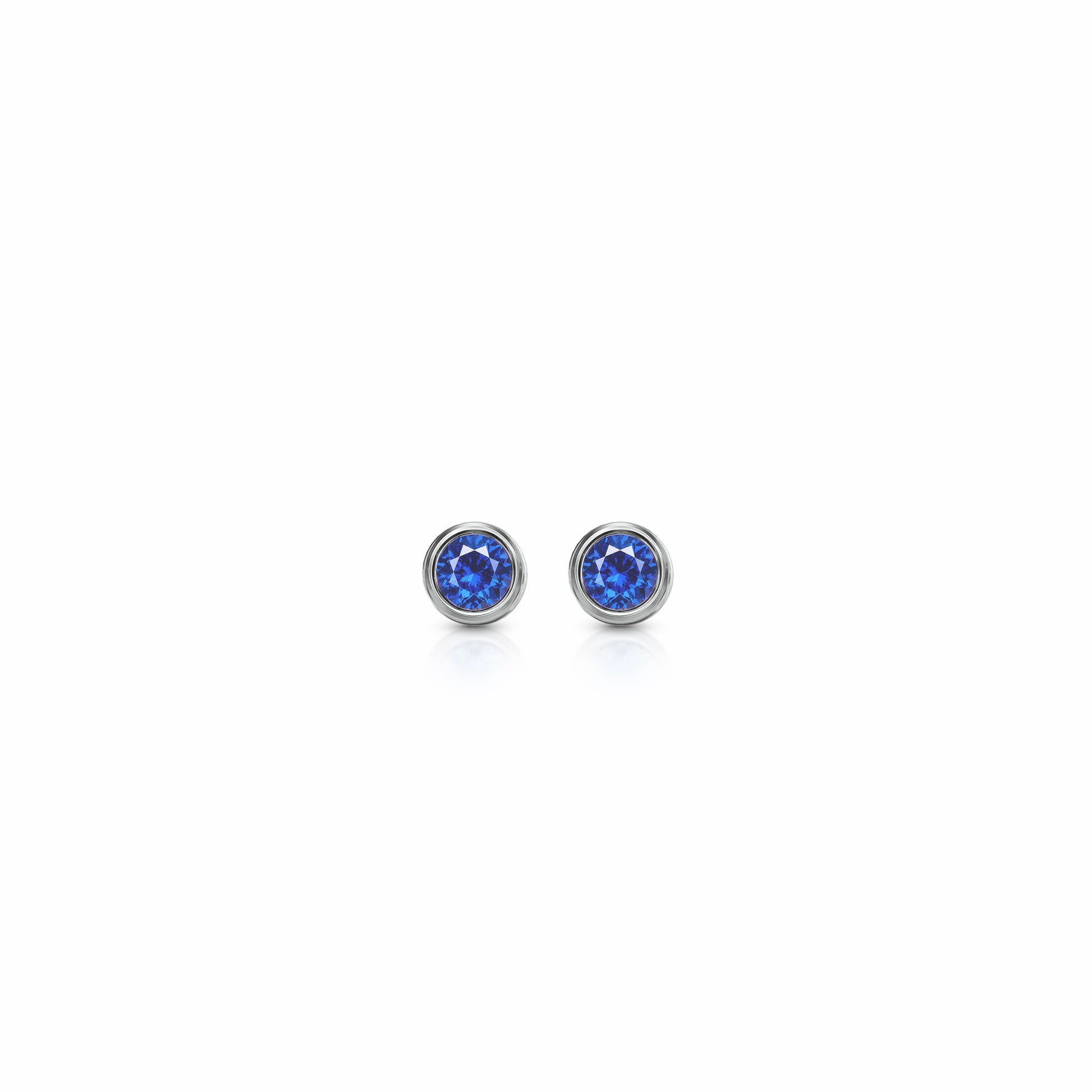 Orbit Bezel Stud Gemstone Earrings | 14K Gold 0.20 carat total weight 14K White Gold Lab Grown Sapphire {{ catogery }} {{ Collections }}