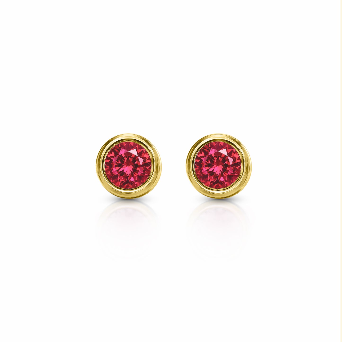 Orbit Bezel Stud Gemstone Earrings | 14K Gold 2.00 carat total weight 14K Yellow Gold Lab Grown Ruby {{ catogery }} {{ Collections }}