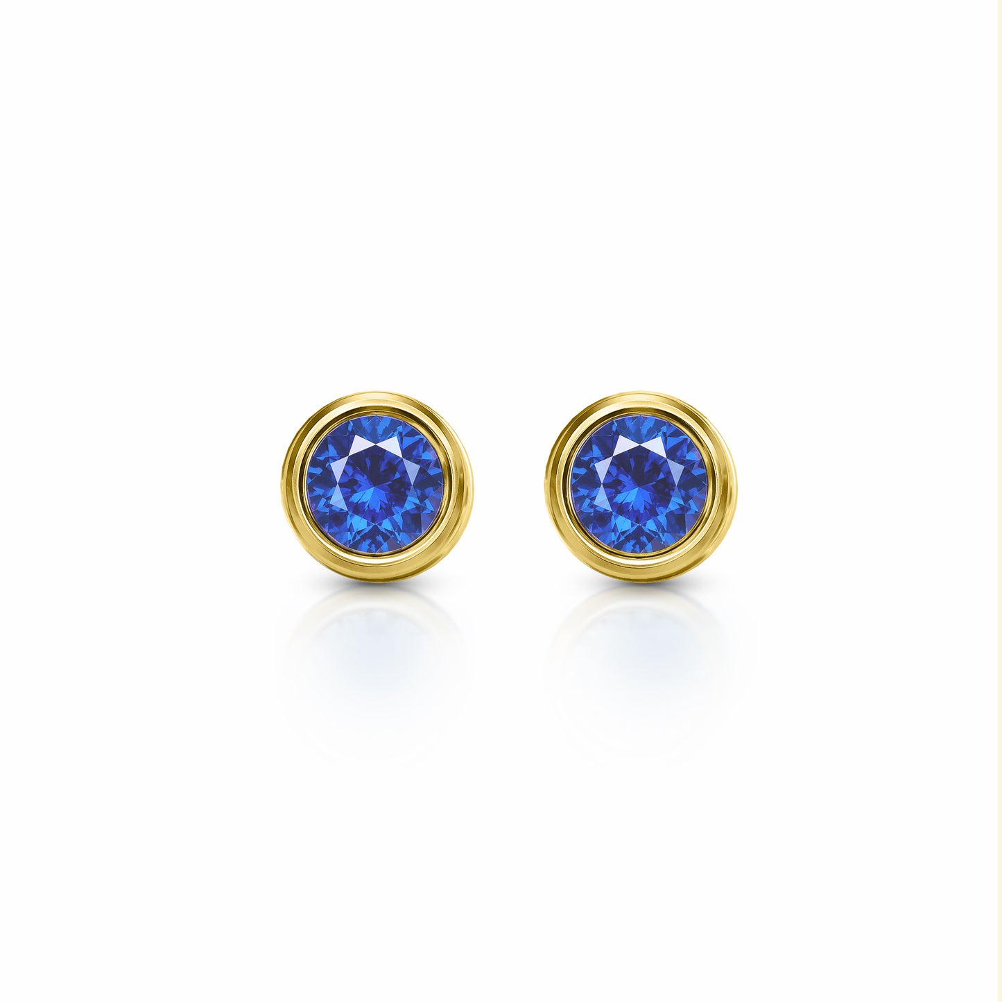 Orbit Bezel Stud Gemstone Earrings | 14K Gold 2.00 carat total weight 14K Yellow Gold Lab Grown Sapphire {{ catogery }} {{ Collections }}