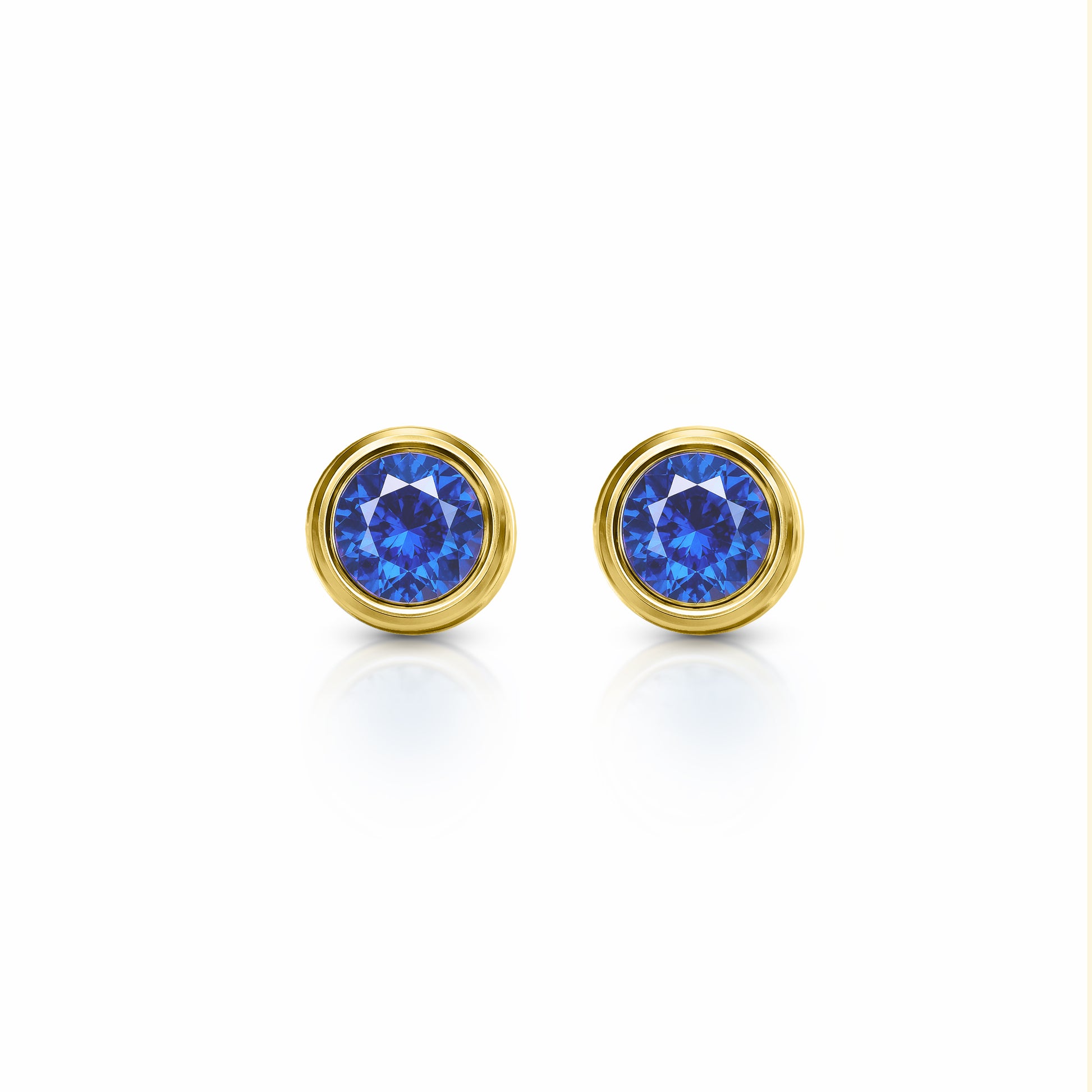 Orbit Bezel Stud Gemstone Earrings | 14K Gold 2.00 carat total weight 14K Yellow Gold Lab Grown Sapphire {{ catogery }} {{ Collections }}
