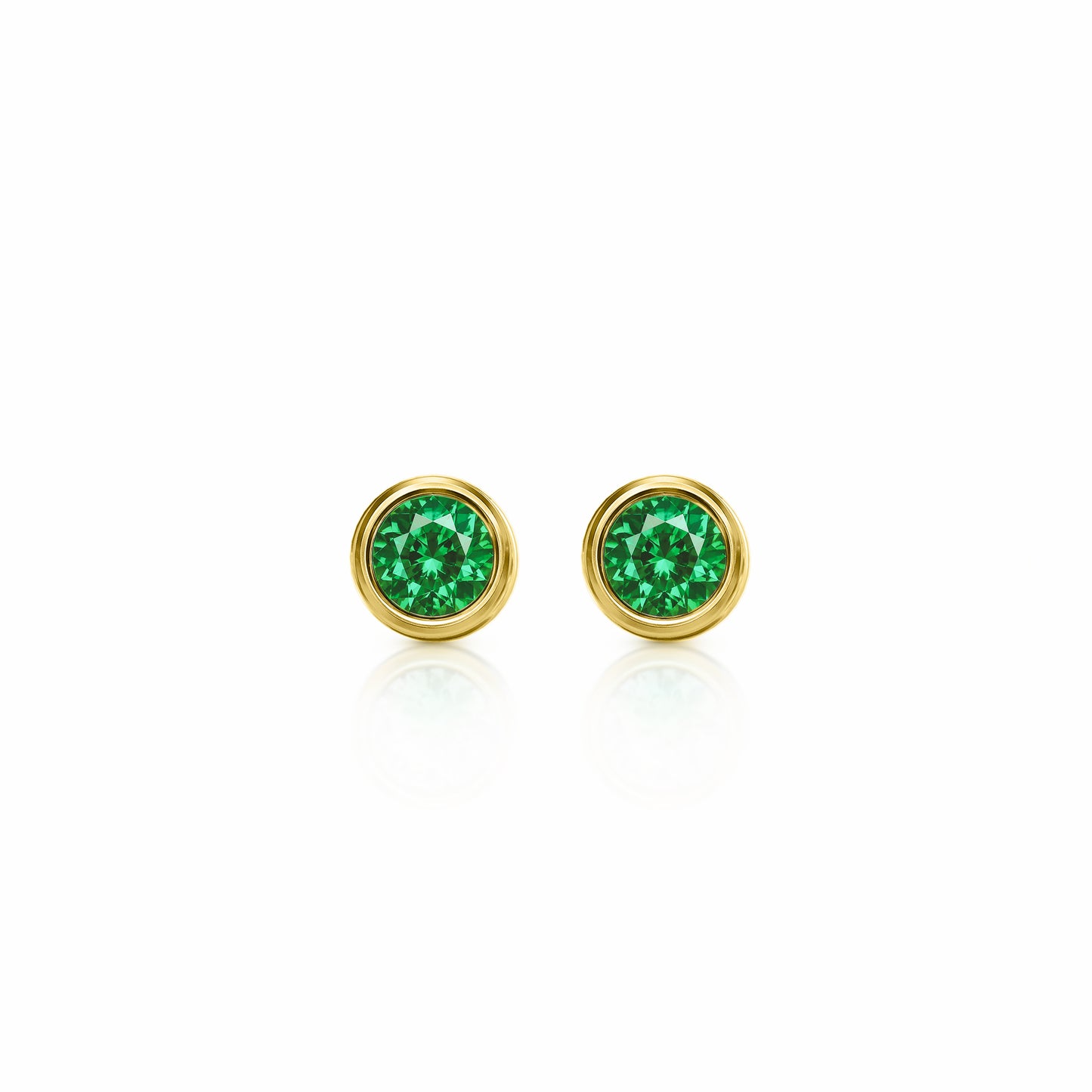 Orbit Bezel Stud Gemstone Earrings | 14K Gold 1.00 carat total weight 14K Yellow Gold Lab Grown Emerald {{ catogery }} {{ Collections }}