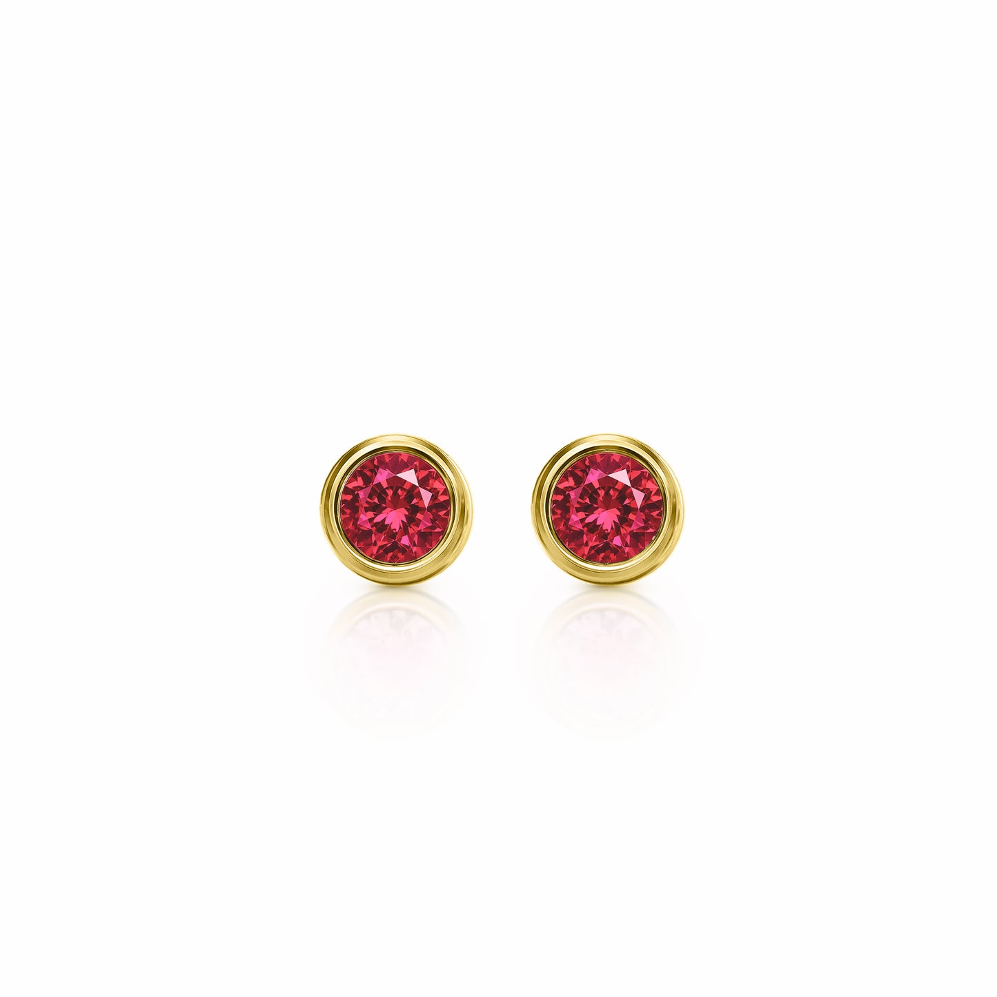 Orbit Bezel Stud Gemstone Earrings | 14K Gold 1.00 carat total weight 14K Yellow Gold Lab Grown Ruby {{ catogery }} {{ Collections }}