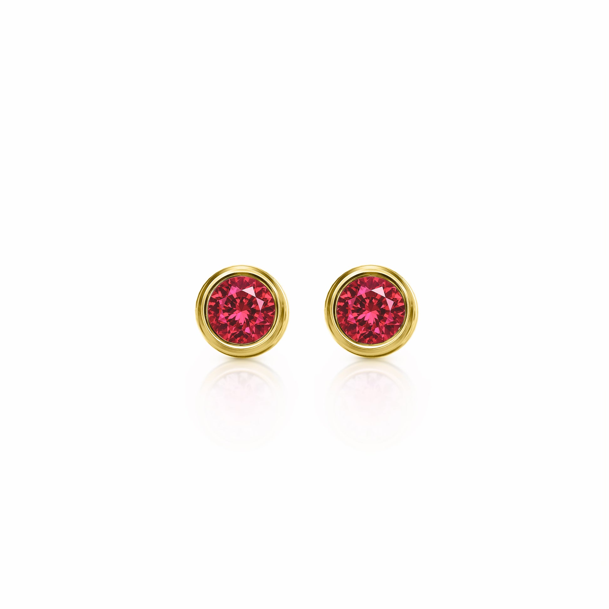 Orbit Bezel Stud Gemstone Earrings | 14K Gold 1.00 carat total weight 14K Yellow Gold Lab Grown Ruby {{ catogery }} {{ Collections }}
