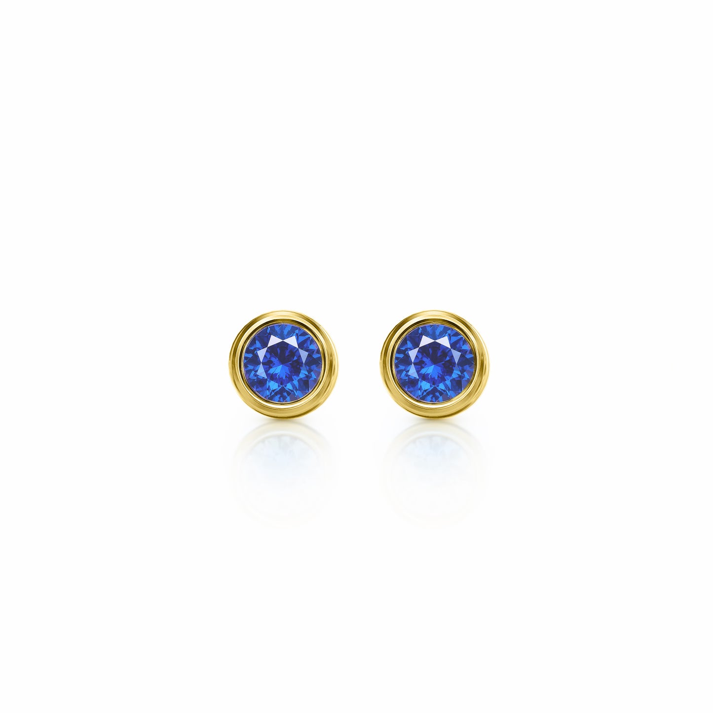 Orbit Bezel Stud Gemstone Earrings | 14K Gold 1.00 carat total weight 14K Yellow Gold Lab Grown Sapphire {{ catogery }} {{ Collections }}