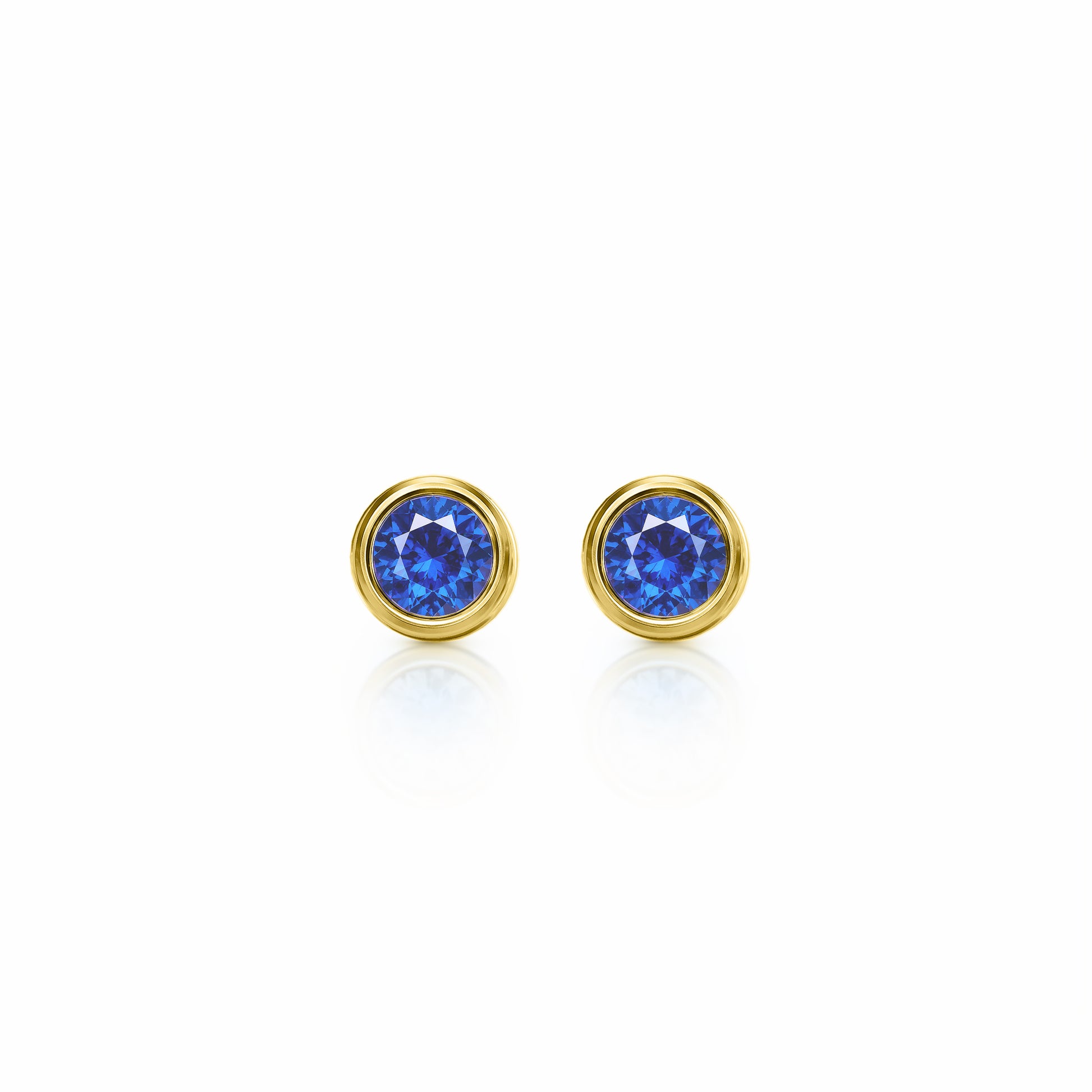 Orbit Bezel Stud Gemstone Earrings | 14K Gold 1.00 carat total weight 14K Yellow Gold Lab Grown Sapphire {{ catogery }} {{ Collections }}