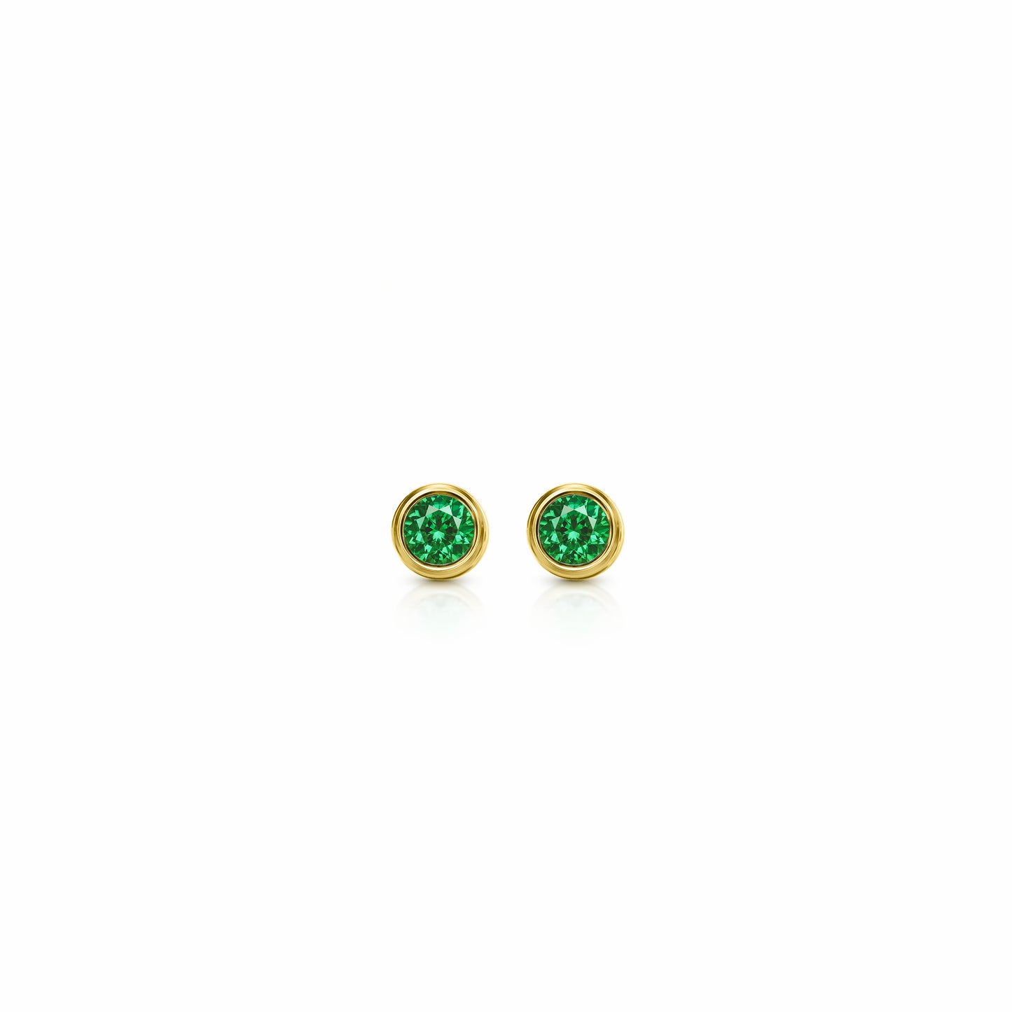 Orbit Bezel Stud Gemstone Earrings | 14K Gold 0.20 carat total weight 14K Yellow Gold Lab Grown Emerald {{ catogery }} {{ Collections }}