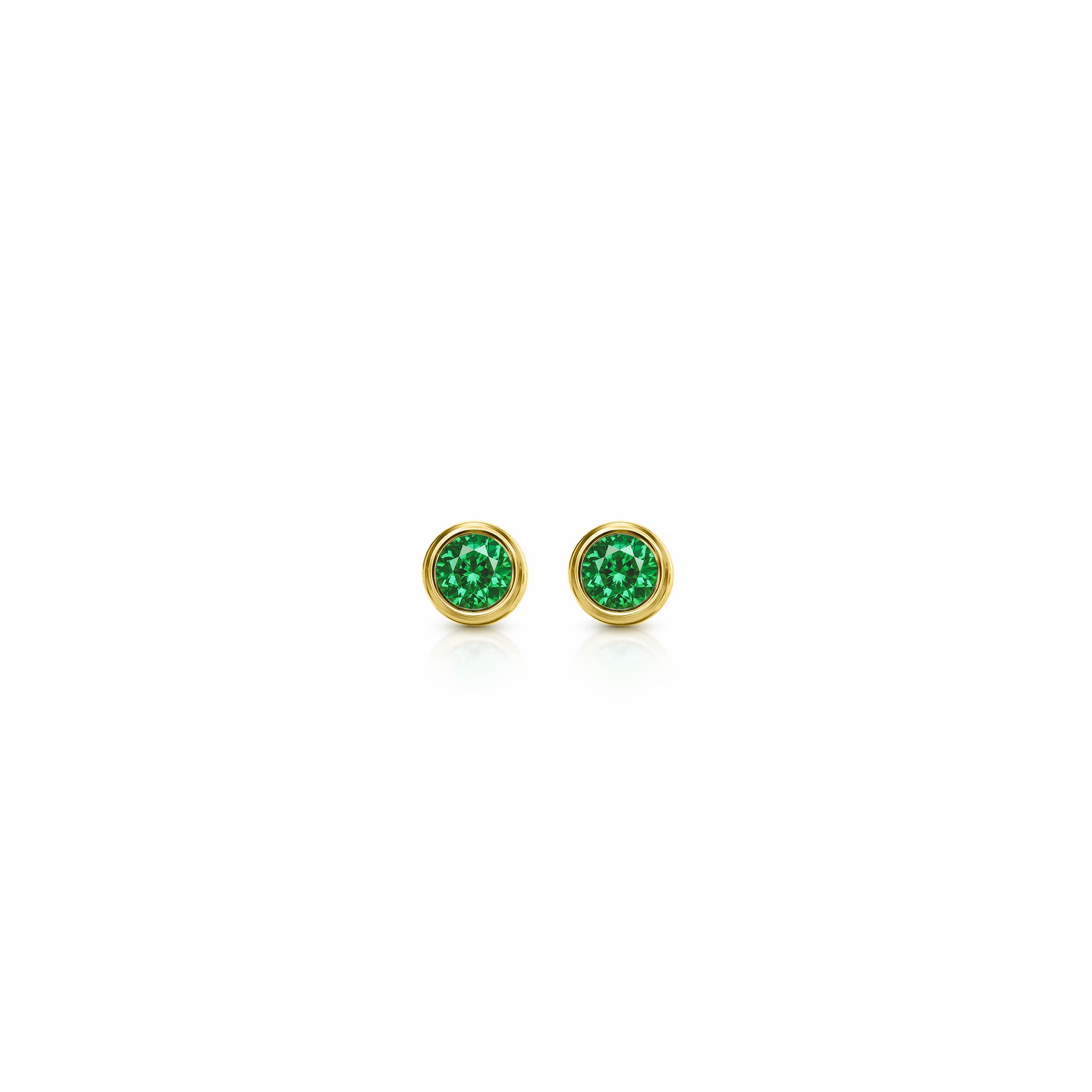 Orbit Bezel Stud Gemstone Earrings | 14K Gold 0.20 carat total weight 14K Yellow Gold Lab Grown Emerald {{ catogery }} {{ Collections }}