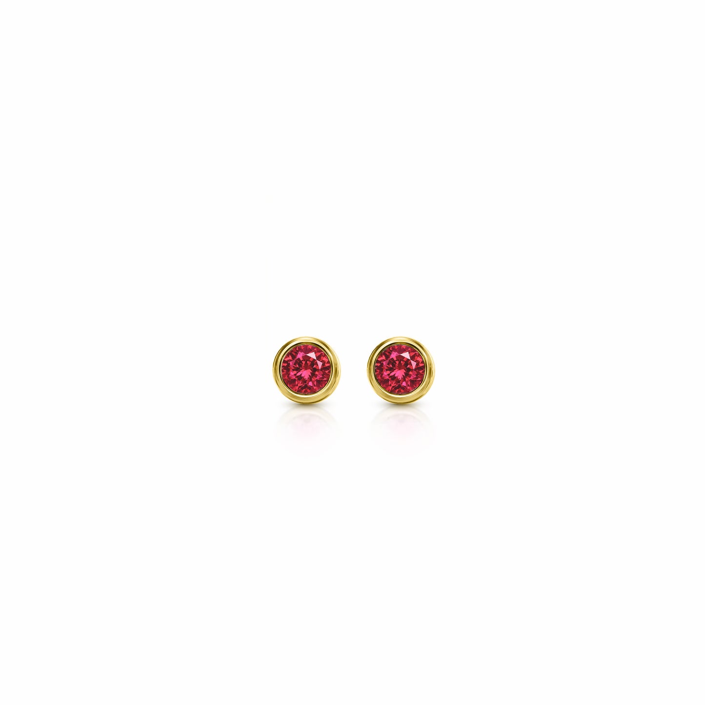 Orbit Bezel Stud Gemstone Earrings | 14K Gold 0.20 carat total weight 14K Yellow Gold Lab Grown Ruby {{ catogery }} {{ Collections }}