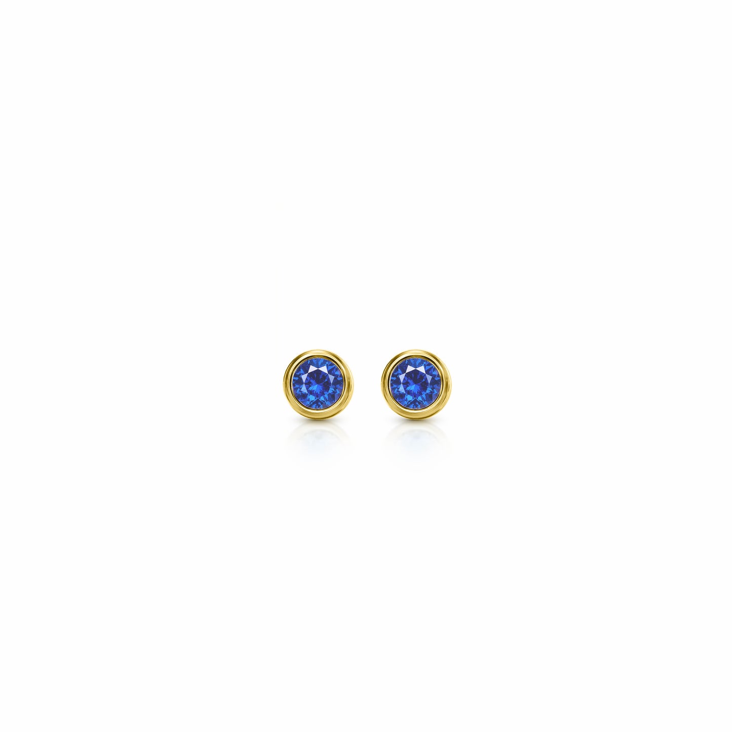 Orbit Bezel Stud Gemstone Earrings | 14K Gold 0.20 carat total weight 14K Yellow Gold Lab Grown Sapphire {{ catogery }} {{ Collections }}