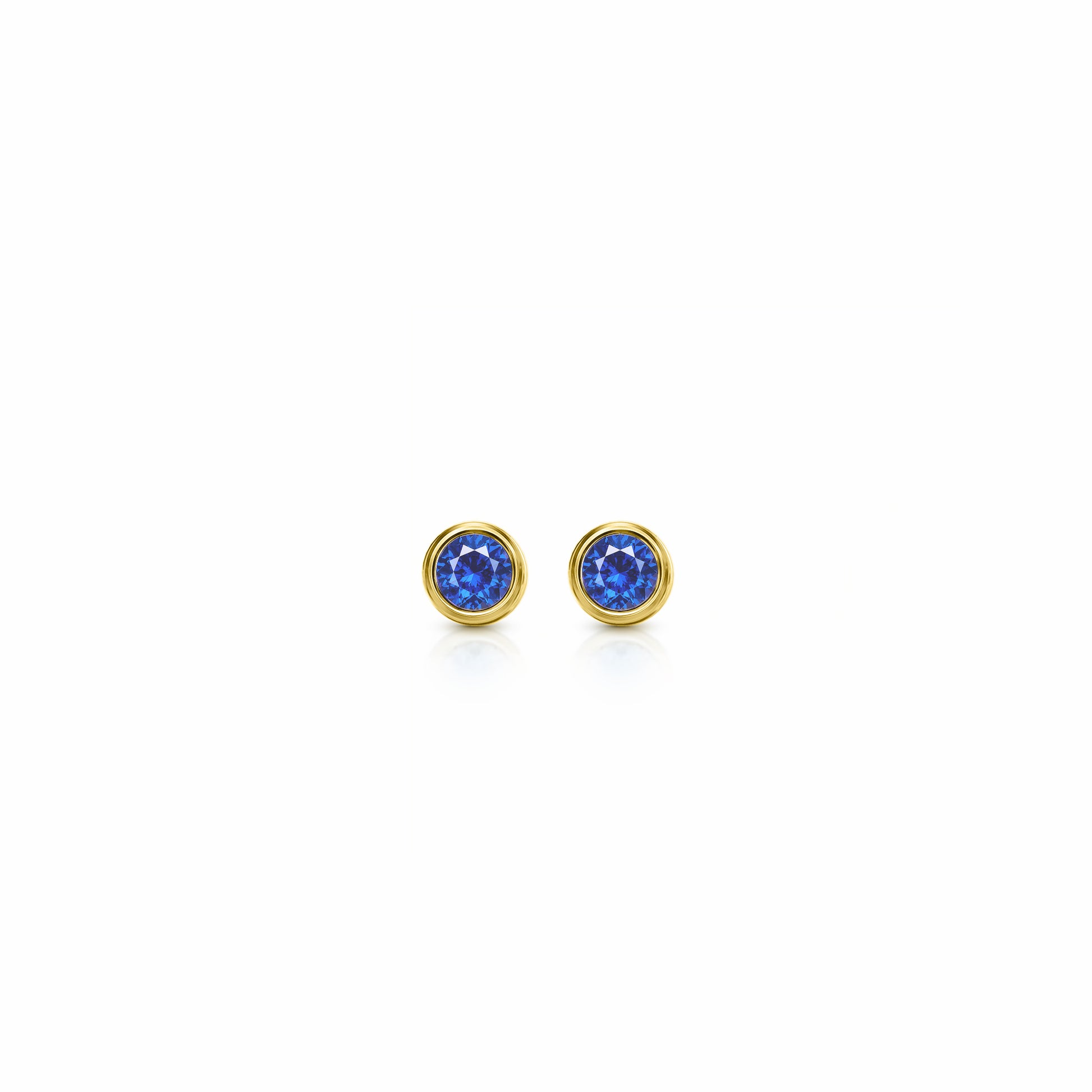 Orbit Bezel Stud Gemstone Earrings | 14K Gold 0.20 carat total weight 14K Yellow Gold Lab Grown Sapphire {{ catogery }} {{ Collections }}