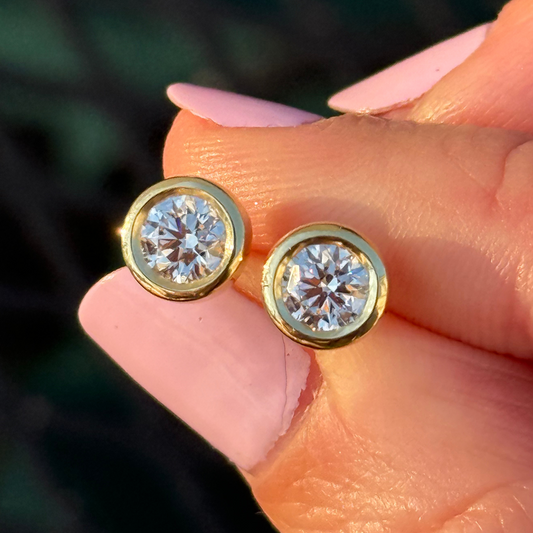 Custom Order | Bezel Set Diamond Stud Earrings