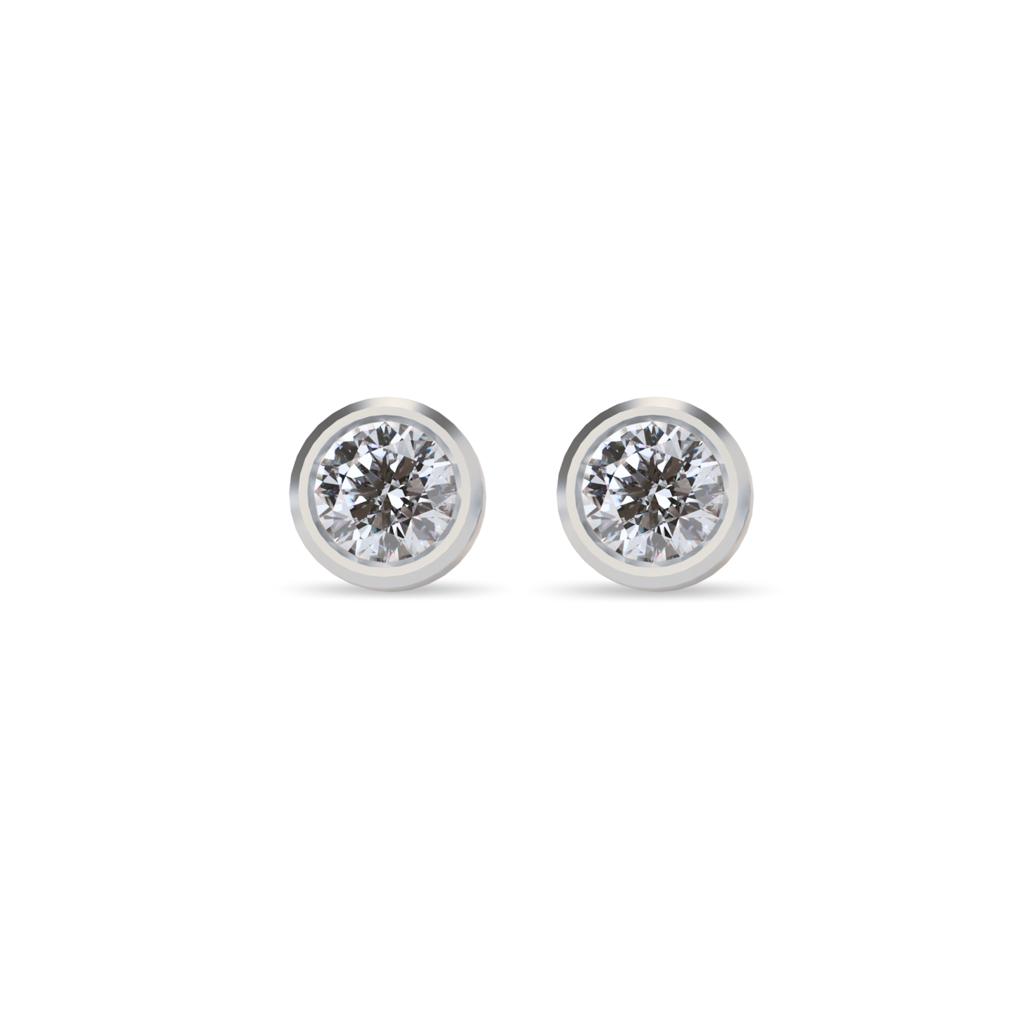 Cushioned Bezel Lab Grown Round Diamond Stud Earrings | 18K Gold