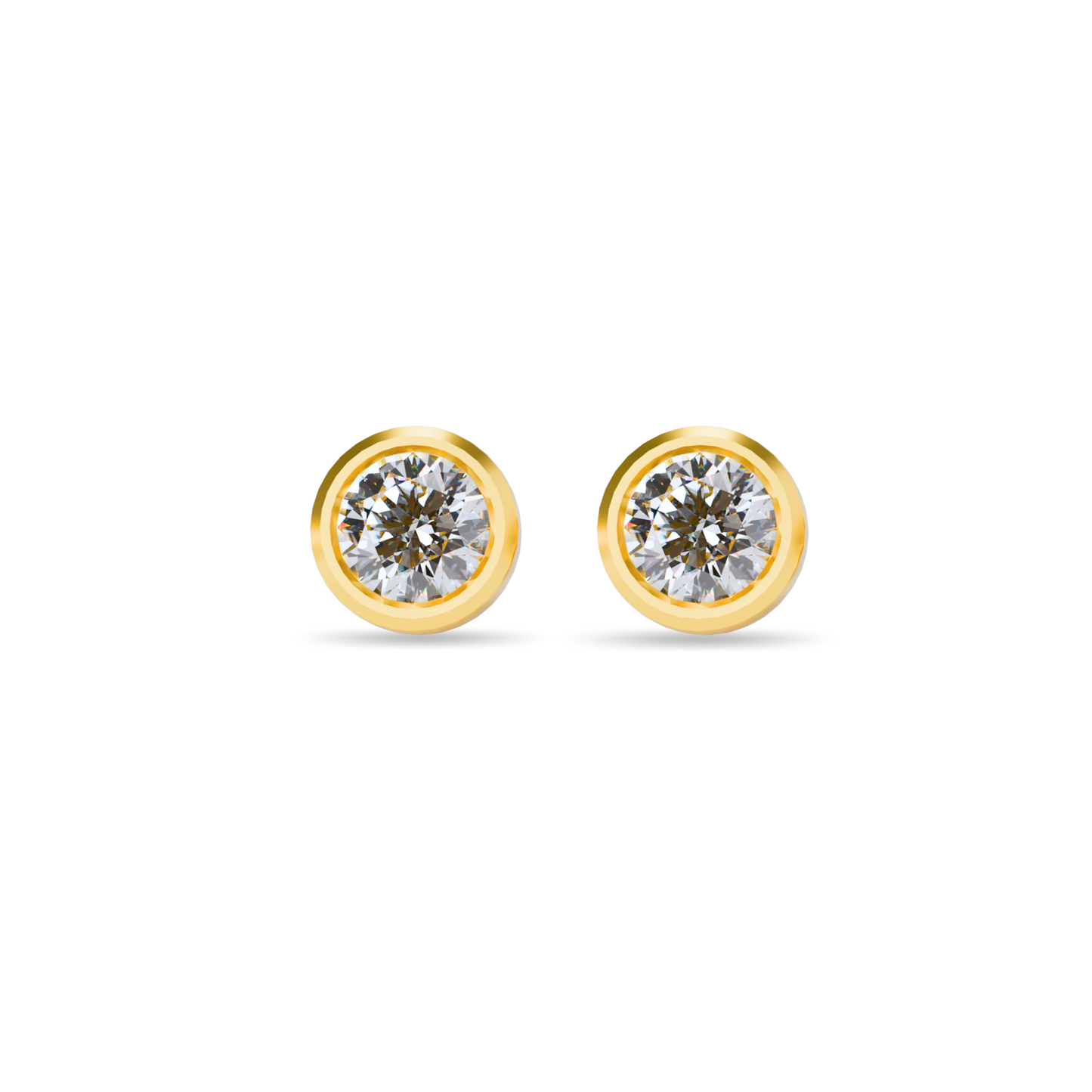 Cushioned Bezel Lab Grown Round Diamond Stud Earrings | 18K Gold