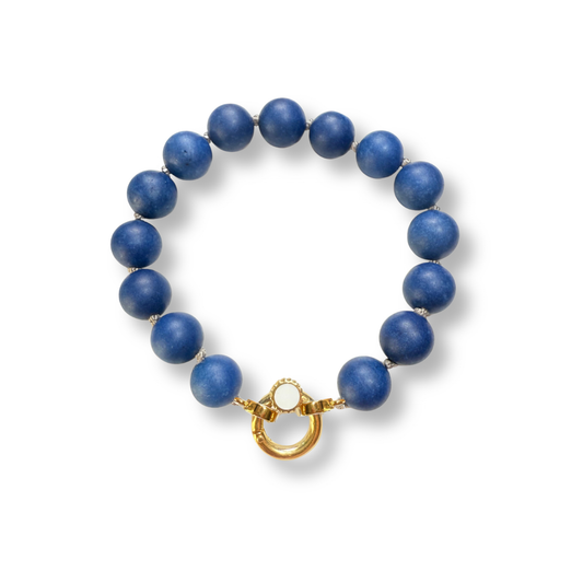 Large Colored Jade Beaded Bracelet | 18K Gold