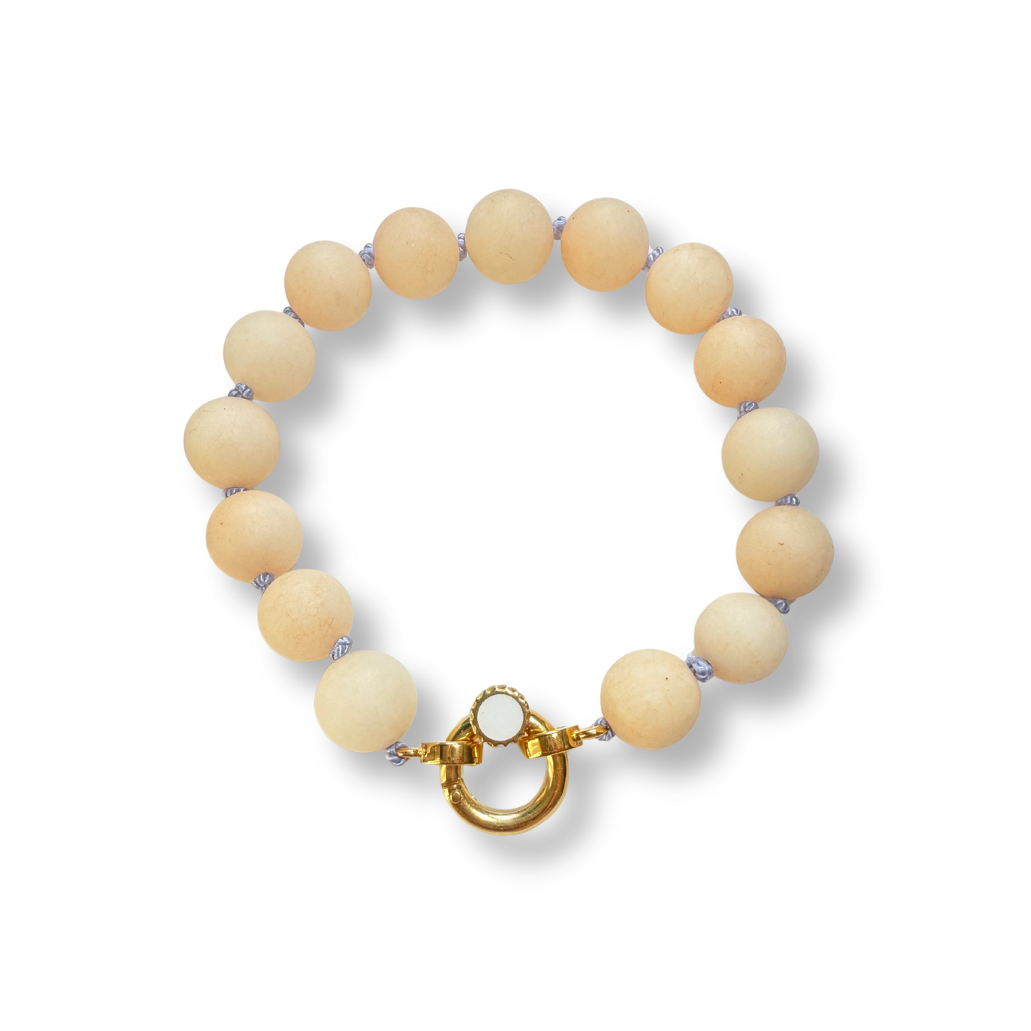 Large Colored Jade Beaded Bracelet | 18K Gold