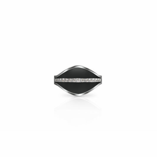 Cigar Diamond Symbol Ring, single row | Sterling Silver Black Night Ring {{ catogery }} {{ Collections }}