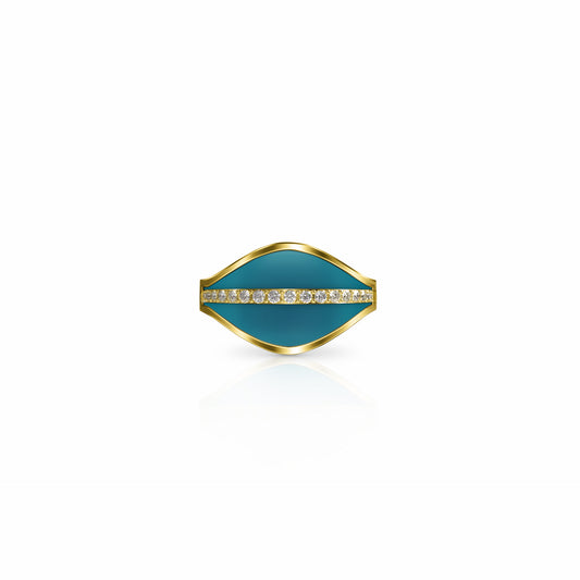 Cigar Band Diamond Ring, single row | 14K Gold Seafoam Green Ring {{ catogery }} {{ Collections }}