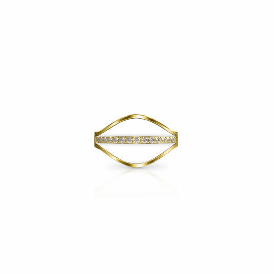 Cigar Band Diamond Ring, single row | 14K Gold White Cloud Ring {{ catogery }} {{ Collections }}