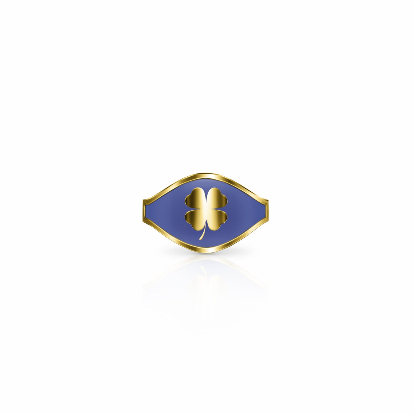 Cigar Band Symbol Ring, four leaf clover | 14K Gold