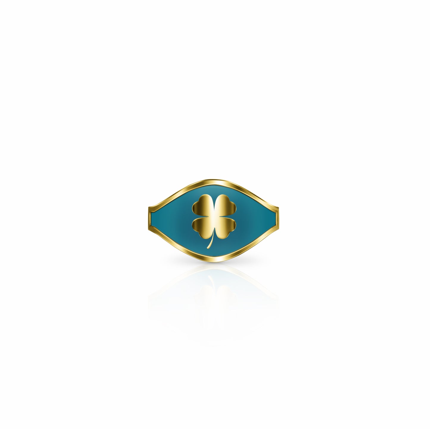 Cigar Band Symbol Ring, four leaf clover | 14K Gold