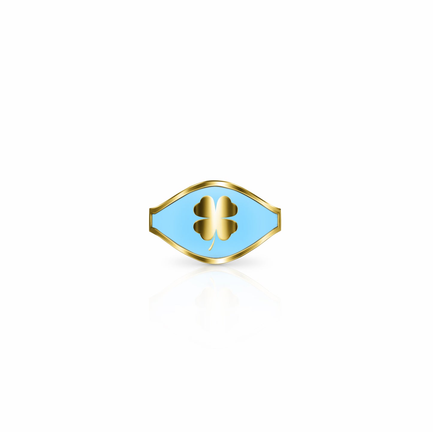 Cigar Band Symbol Ring, four leaf clover | 14K Gold