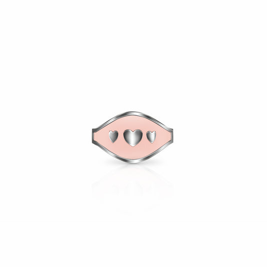 Cigar Band Symbol Ring, hearts | Sterling Silver Rose Petal Ring {{ catogery }} {{ Collections }}