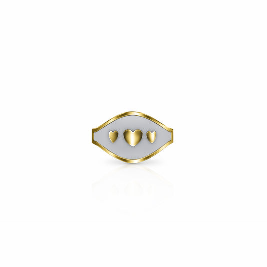 Cigar Band Symbol Ring, hearts | 14K Gold Steel Gray Ring {{ catogery }} {{ Collections }}